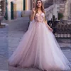 Boho Wedding Dr 2023 3D Frs Luce Viola Beach Bride Dres Backl Puff Tulle Abiti da sposa Lg Train Piano Lunghezza x5ud #