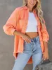 2022 Meisjes Zoete Roze Losse Shirt Jas Vrouw Casual Soft Butt Denim Shirts Dames Chic Solid Pocket Jassen m2zO #