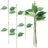 Decorative Flowers 10 Pcs Artificial Flower Pole Floral Picks Stems Fake And Leaves Green With Curved Rod Plastic