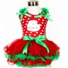 Kleidungssets Weihnachtsoutfits Baby Mädchen Kleidung Mesh Kinder Tutu Prinzessin Kleider Kinder Kostüm Weihnachtsfeier Weihnachtsmann Design Säuglingskleid