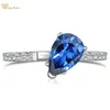 Bagues de cluster Wong Rain 925 Sterling Silver 6 9mm Poire Cut Lab Sapphire Gemstone Bague ouverte pour les femmes de mariage Fine Bijoux en gros