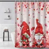 Rideaux de douche Rideau familial Saint Valentin Gnome Love Set avec tissu imperméable 12 crochets pour décorations de salle de bain