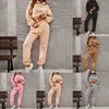 Zweiteiliges Damen-Hosen-Top-Sweatshirt-Set mit Kapuze, Jogger, hellgrau, gelb, langärmlig, lockeres Outfit, rosa, schwarz, Pendelwind