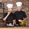 Vdakaer Chef Płaszcz Koszula oddychająca krawatowa kurtka+czapka+APR Working Ubrania dla mężczyzn unisex szef kuchni hotel mundure k6bx#