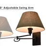 Lampa ścienna amerykańska dioda LED Regulowana tkanina sypialnia nocna nordycka w stylu salonu czytanie tła