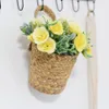 Panier de fleurs suspendu au mur, décor de ferme, jonc de mer tissé, organisateur de rangement, jardinière, support rustique 240318