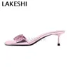 LAKESHI Heeled Sandals For Women High Heels Pink Seashell Design Slippers Summer Elegant Open Toe Party Wedding Shoes 240320