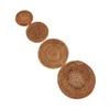 Table Mats Handmade Round Natural Rattan Pad Coasters Placemats Bowl Padding Mat Insulation Kitchen Decoration Accessories