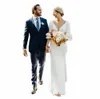 rêve solide crêpe sirène mariage Dr femmes demi-manches col en V Lg robe de mariée balayage train Backl robes novias boda s2Aj #