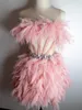 セクシーなフェザーピンクスカート女性ゴーゴーダンサー衣装イブニングドラッグクイーンコスチュームナイトクラブバーフェスティバルDN12668 P9EG＃