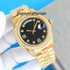 Luksusowy zegarek RLX Clean Mechanical Watch Automatyczny diament Dail 41 mm złota odporna na szafirę Sapphire Fashion Busines