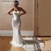 Urban Sexy Dresses Glitter Mermaid Spaghetti Straps Quarins Wedding Open Beading Sweetheart Bride Grow Shiny Court Train YQ240329