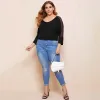 plus Size Mesh Patchwork Summer Spring Elegant Top Women Sexy V-neck Black Off-shoulder T-shirt Female Large Size Blouse Tee 7XL n8wr#