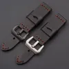 Titta på band 20mm 22mm 24mm 26mm Black Handmade Retro Armband Watchband Leather Watches Strap Pin Buckle Classic Thick Wristband B2694