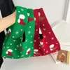 Bolso de punto de alta capacidad Fi Knit Media de Navidad Bolsa de asas Nudo Bolsa de muñeca Estudiante m5Ca #