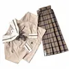 School Dres Japonais College Middle School Uniforme pour filles JK Uniformes Lady Sailor Suit Tea Brown Couleur Plaid Jupe plissée j2e4 #