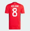 24-25 Wales Soccer Jerseys Bale Wilson Allen Ramsey National Team Rodon 24 25 Home Football Shirt Kort ärm Vuxna uniformer Fans Player Version 666