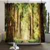 Shower Curtains Natural Forest Tree Scenery Curtain Bathroom Waterproof Polyester Fabric 3d Printed Bath Screen Mat