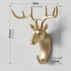 Hook Animal Deer Head Gold Elephant Resin Entrance Door Back Creative Hanging Wall Decoration Practical Modern Nordic Decorative 240329