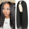 Perruques longues crépues droites cheveux synthétiques u partie perruques 16 pouces Afro crépus droite perruque pour les femmes noires température de chaleur sans colle