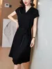 Casual Kleider Sommer Künstliche Seide Kleid Vestidos Frauen Vintage Acetat Satin Plus Größe Elegante Party Abend