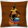 枕ホーム装飾ケースエスニックアフリカの女性ポリエステルカーソファクッションカバー45x45cm Y240401