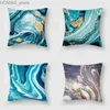 Pillow Nordic blue Marble Polyester case Sea Rock texture bedside sofa chair Throw cushion cover Home Decor Y240401