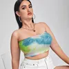 Плюс Размер Сексуальный Летний Tie Dye Crop Top Женская Одежда Strapl Fi Club Пляжная Майка Женский Большой Размер 6XL 7XL 8XL o7AD #