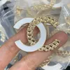 Elegant Gold Plated Brand Designer Letters high quality Brooch Fashion Famous Women Alloy Letter Pearl Crystal Rhinestone Suit Pin Jewelry Accessories