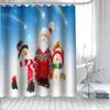 Rideaux de douche personnalisés de neige personnalisé Santa Claus Funy rideau Polyester Tissu Tissu de salle de bain étanche avec crochet 150x180cm