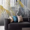 Wallpapers 3d mural simples pintado à mão cavalo dourado adesivos de parede decoração sala de estar quarto papel de parede