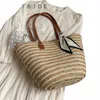 Leftside Big Straw Ribbs Design Bolsas de asas para mujeres 2024 Summer Fi Weave Bolsas de hombro Bolsos de viaje Bolsa de playa L0oP #