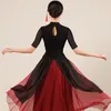 Fi – Costumes de danse folklorique chinoise pour femmes, vêtements de spectacle sur scène, manches mi-longues fendues, Costumes de danse chinoise Dr n822 #
