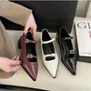 Pointed Toe Women Mary Jane Shoes Women Fashion Shallow Mid Heel Shoes Spring Ladies Elgant Paryt Leather Pumps 240328