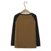 Fi Raglan Sleeve B Thermal T-Shirt Womens بالإضافة إلى حجم الخريف الشتاء ملابس غير رسمية داخل Tees Block Color Tops 784k#