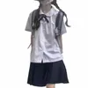 japanese JK Uniform 3pcs Anime School Uniform Cosplay Costume Japanese Korea Schoolgirl Navy Sailor Student Tops+skirt+tie Sets q9KG#