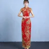 Chinês Traditial Chegsam Bordado Dr Bordado Casamento Lantejoulas Vermelhas Rendas Lg Qipao Festa Noite Sexy Dres H6BD #