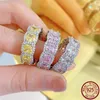 Cluster-Ringe 925 Silber funkelnd 5 5 mm quadratisch gelb rosa weiß High Carbon Diamant-Ring Damen Party Boutique Schmuck Großhandel