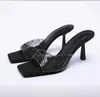 Chaussures décontractées 2024 Sandales à talons larges Diamant d'eau Bout ouvert Mode Femme