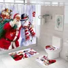 Badematten Frohe Weihnachten Santa Badezimmer Teppich Set Matte Toilettenbezug Festival Dekor