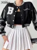 Nibber Fall Winter Baseball Uniform Jacket Letter Print Top Street Casual Coat Cool Style Bomber jacket For Womens Clothing 240320