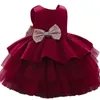 女の子のドレスベイビービッグスパンコールbownot brithday Party Tutu Dress Toddler Kids Winter Autumn v Back Christmas Elegant Drop Delivery Mate Dhnki