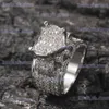 Band Rings Hip Hop Claw Setting 3A+ Cubic Zirconia Bling Ice Out Heart Rings for Men Women Unisex Rapper Jewelry Gift Drop Shipping T240330