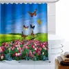 Shower Curtains ShunQian Custom Butterfly Curtain Polyester Fabric Bath Screens For Bathroom 3D Waterproof Hook