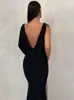 Dulzura Lace Up LG Sleeve One Shoulder Maxi Dr for Women BodyC Party Elegant Outfits Birthday Evening 2023 Summer U7p3＃