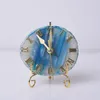 Table Clocks 5 Inch Agate Desk For Bedrooms Battery Operated Living Room Decor Clock Silent Sweep Dyed DEC663