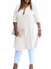 Plus Size VONDA Frauen Herbsthemden Fi Revers Butts Casual Tunika Top LG Ärmel Seitenschlitz Lose Blusas Solide Bluse I4MA #