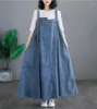 Robes décontractées Denim surdimensionné été longue robe à bretelles femmes irrégulière Modis lâche volant plissé dames sans manches femme