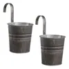 Decorative Flowers Hanging Planter Garden Pots: Metal Outdoor Hanger Flower Planters Basket Railing Bucket 2pcs