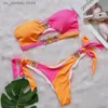 Damenbadebekleidung 2024 Luxus Strass Bikini Frauen Push Up Bademode Zwei Stücke Weibliche Sexy Bandeau Badeanzug Brasilianische Badeanzug Beachwear T240330